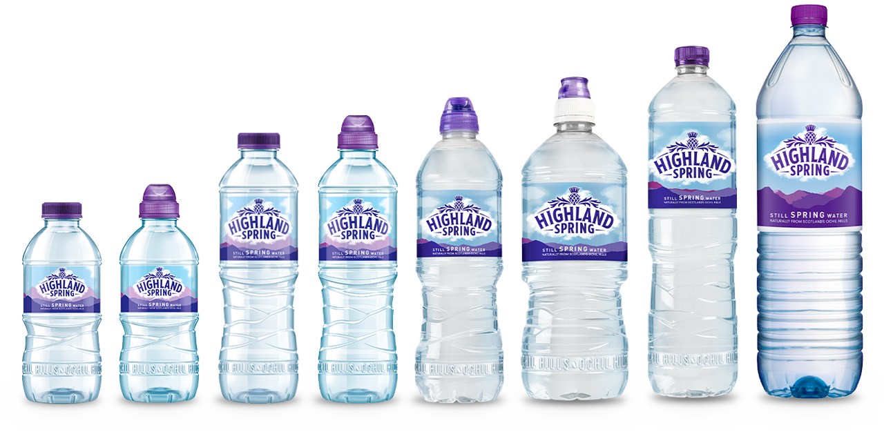 Highland Spring Still Water Product Range.