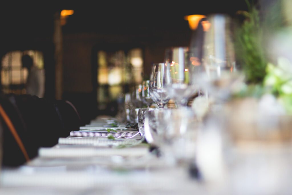 Water on dining table.